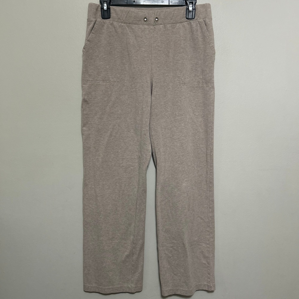 Croft & Barrow Lounge Pants Women M Taupe Heather Wide Leg Lagenlook Comfort Fit